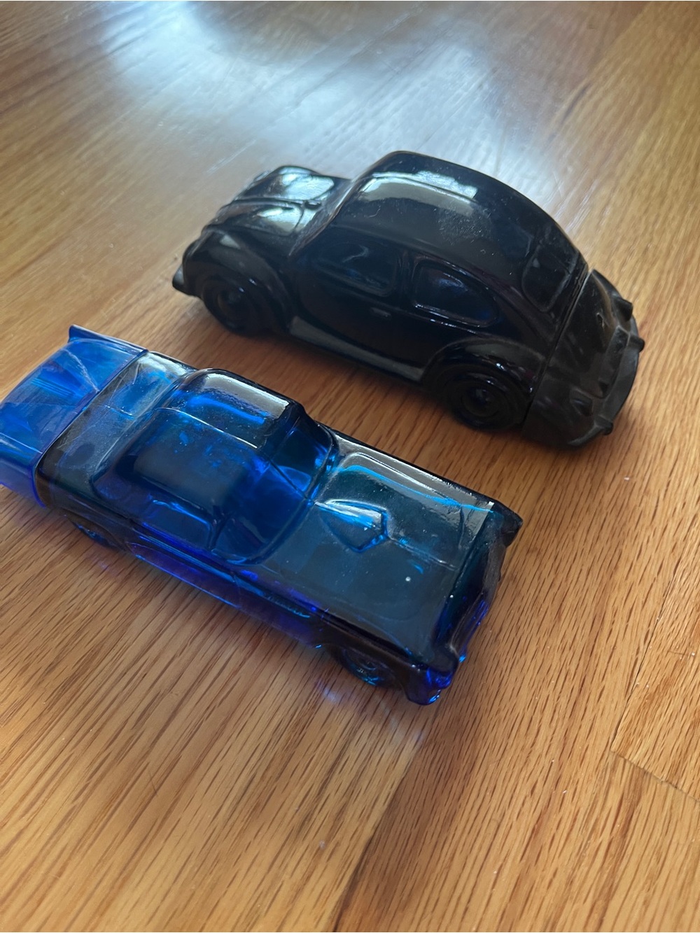 Avon Glass Car Figurines - Cobalt Blue and Deep Black